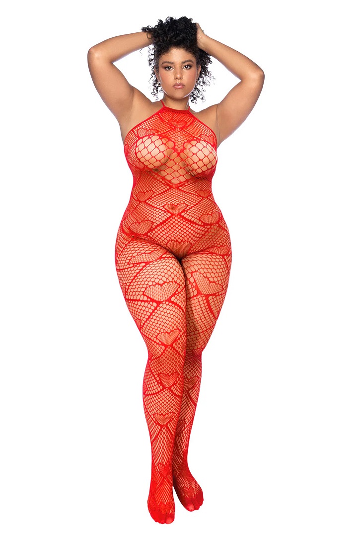 Mapale - 1164 Heart Bodystocking - Red - Plus Size photo