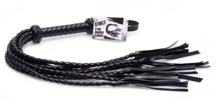 Strict - 8 Tail Braided Flogger - Black photo-2