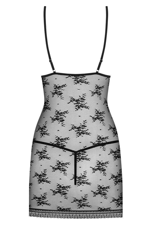 With this chemise, fun in the bedroom looks quite different ... Obsessive - Jennifairy Chemise & Thong - Black - L/XL photo-8