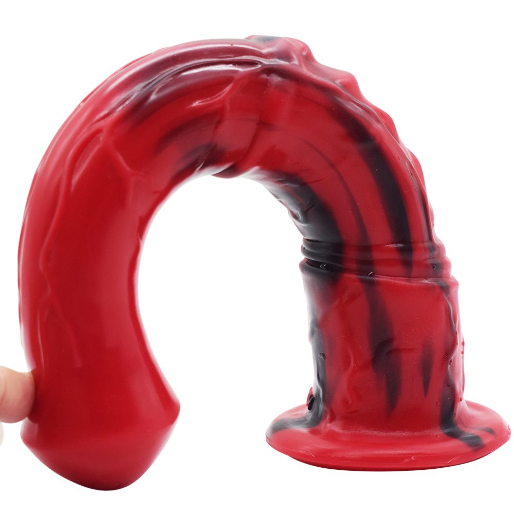 Silicone horse anal dildo, artificial realistic anal plug, s... FAAK - Horse Long Dildo - Red/Black photo-8