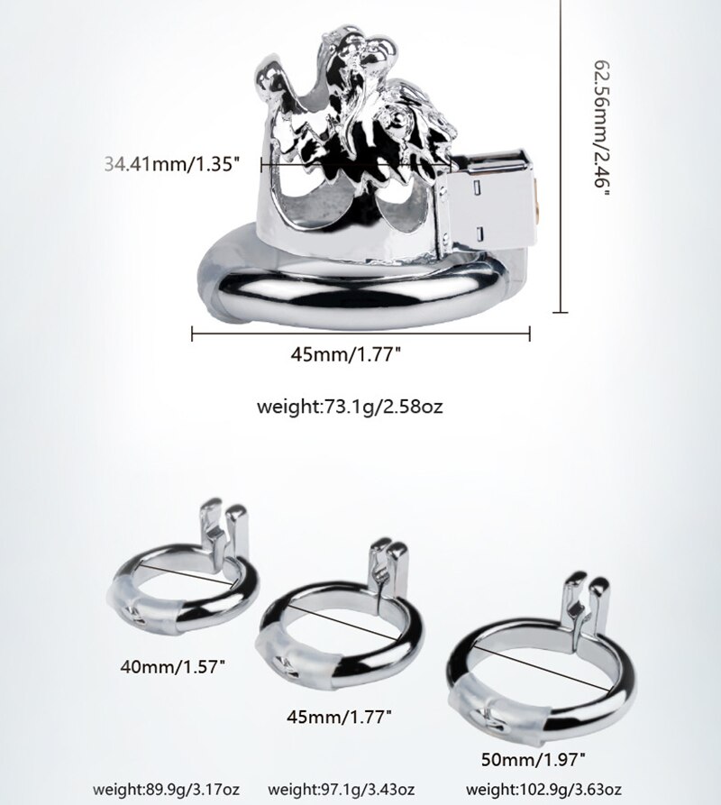 Chastity Device with Dragon Head
Locking
For Couples Adult... MT - Dragon Chastity Cage 45mm - Silver photo-6