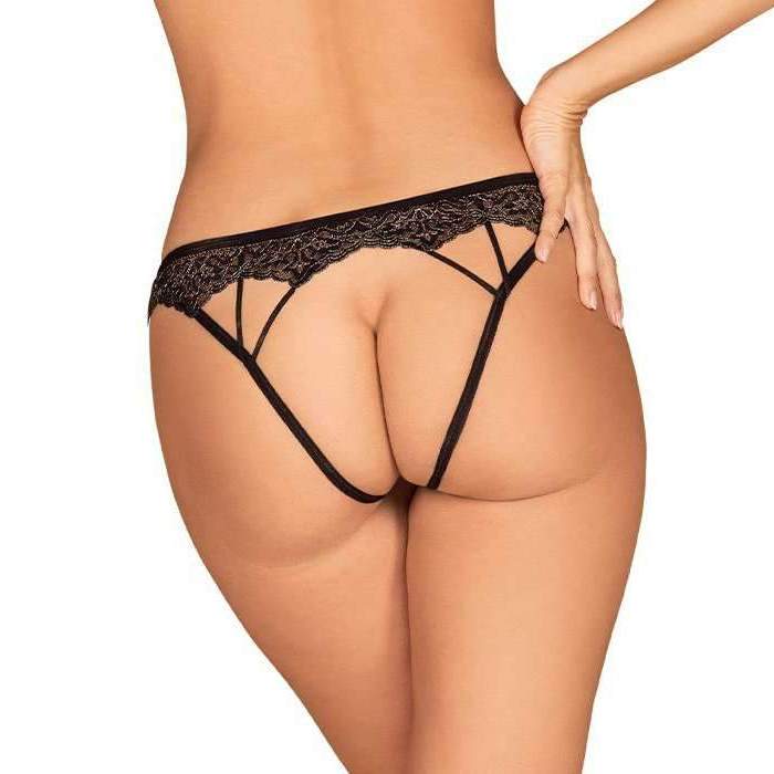 It's time to start a spicy game for two... or maybe thre... Obsessive - Meshlove Crotchles Panty - Black - L/XL photo-2