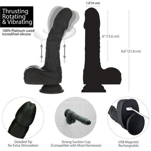 Naked Addiction – 8.6” Rotating & Thrusting Dildo - Black photo