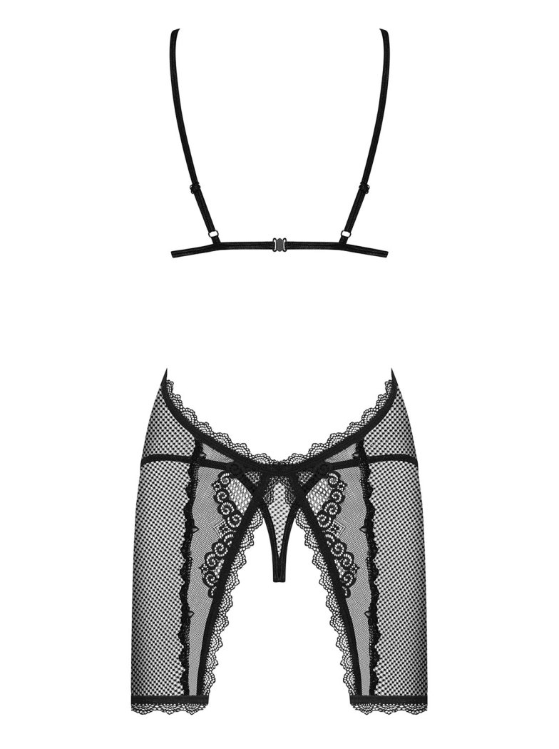 Would you like an evening full of pleasure and love? Fantasi... Obsessive - Millagro Chemise & Thong - Black - L/XL photo-8