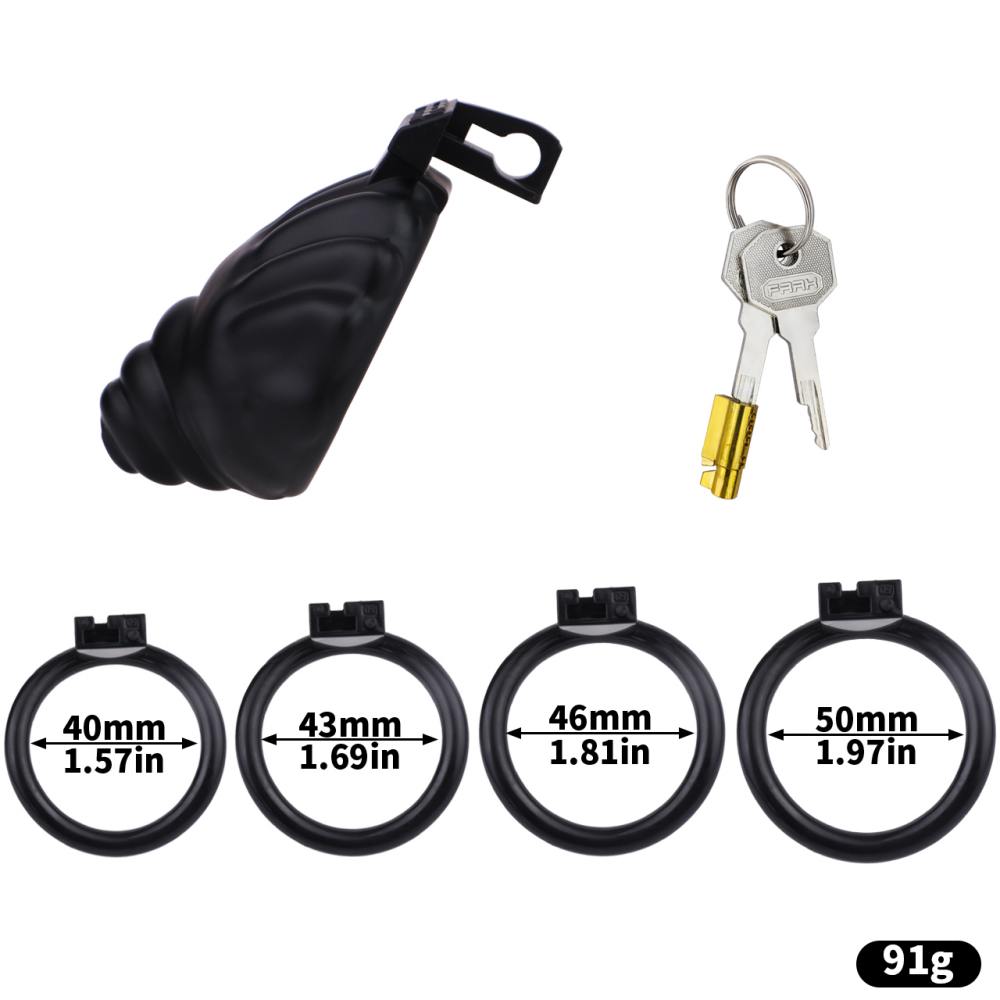 Material: Resin
Cage high: 31mm
Cage length: 47mm &nb... FAAK - Shell Resin Chastity Cage - Black photo-15
