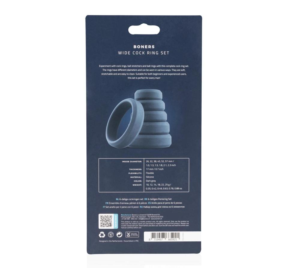 This 6-piece cock ring set is perfect for every man who know... Boners - Cock Ring Set 6pcs - Grey photo-6