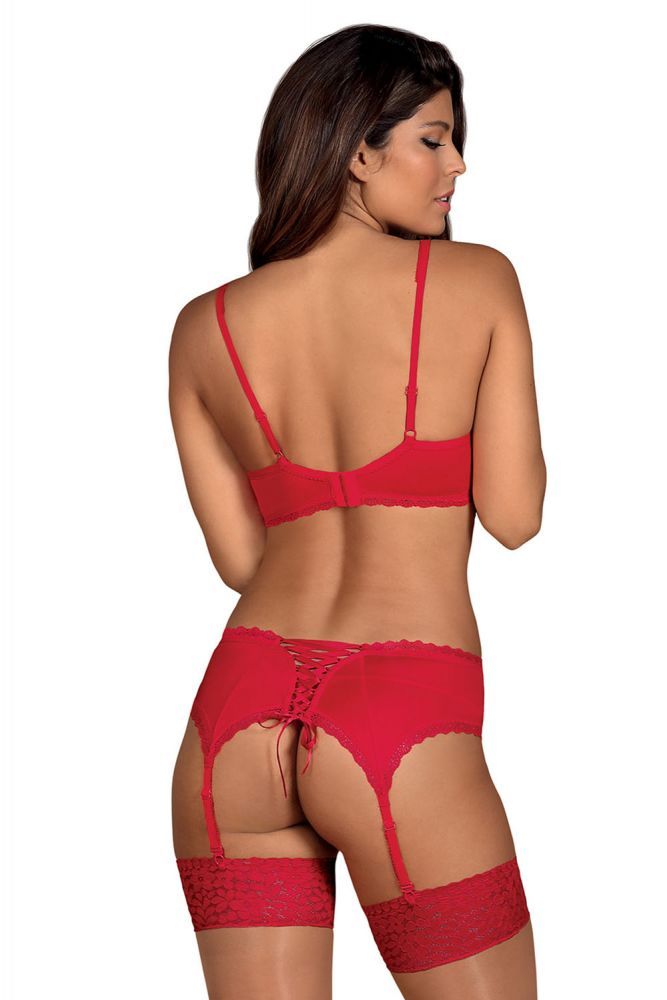 Obsessive - Jolierose 3-pcs Set - Red - S/M photo-2
