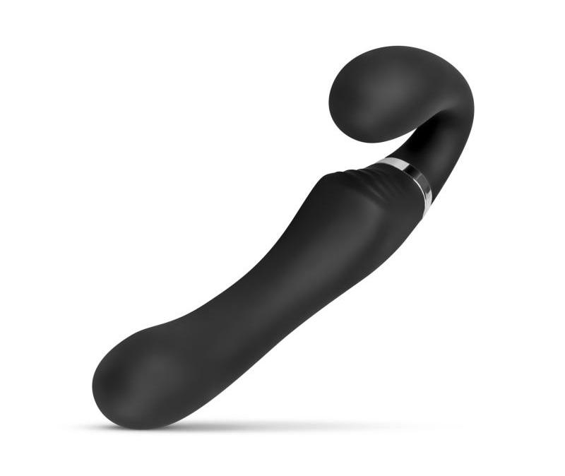The Avery Strapless Strap-On dildo is enjoyable for both par... No-Parts - Avery Strapless Vibro Dildo 22cm - Black photo-3