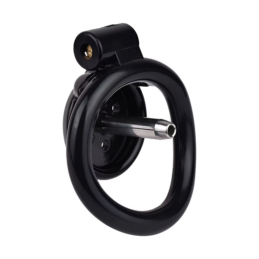 FAAK - Resin Chastity Cage 45mm w Catheter & Belt - Black photo-2