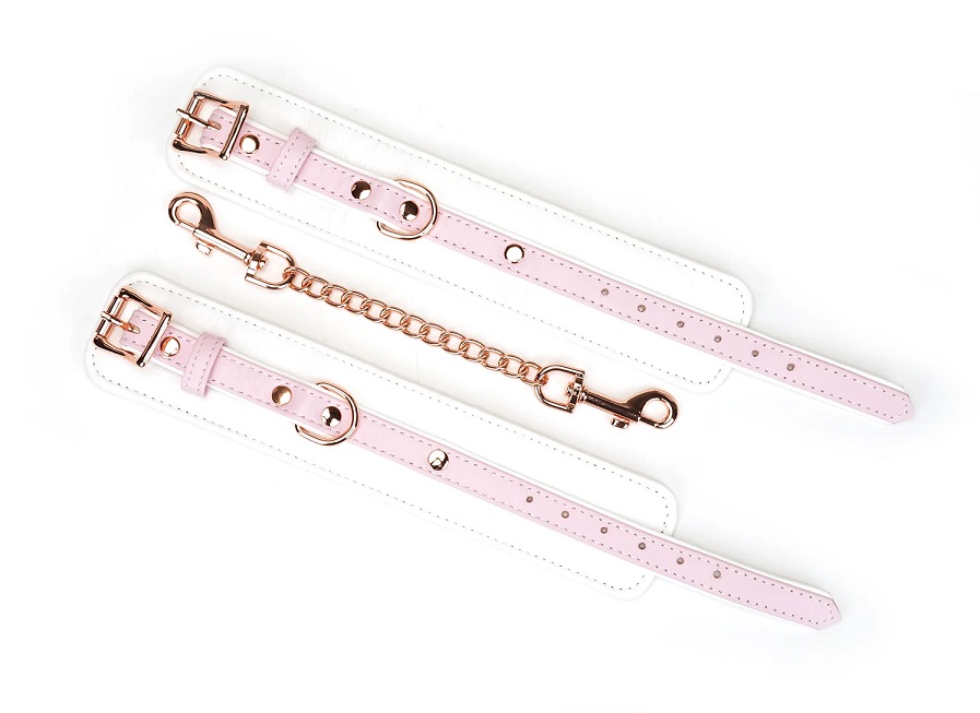 A delicate collection designed with a bright snow-white base... Liebe Seele - Fairy Goat Leather Hand Cuffs - Pink photo-2