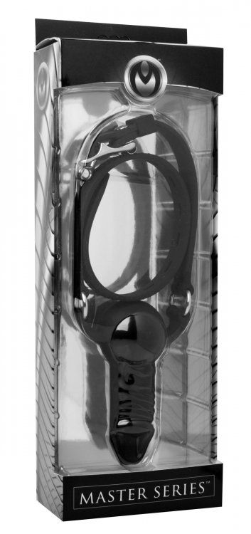 This erotically shaped gag features a penis mouth piece with... Master Series - Suppressor Silicone Face Banger Gag - Black photo-6