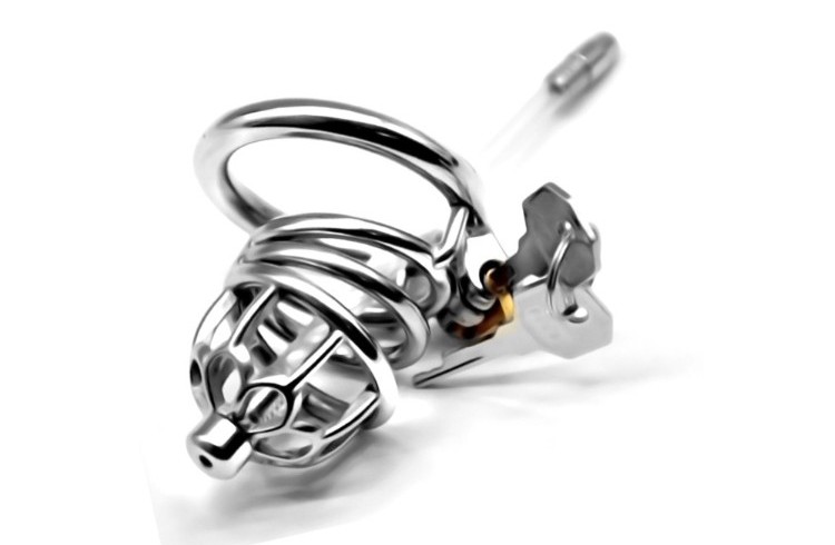 Total high: 58mm &n... FAAK - Chastity Cage 02 w Catheter 45mm - Silver photo-3