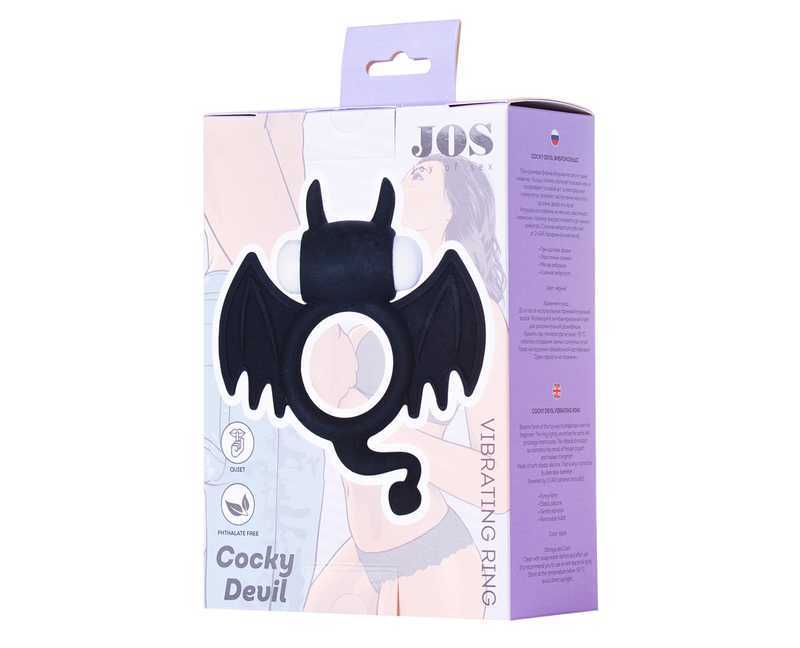 The ring tightly fits the penis and prolongs intercourse, an... JOS - Cocky Devil Vibro Ring - Black photo-10