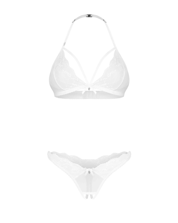 Obsessive - Weddya Crotchless 3 pcs Set - White - 2XL/3XL photo
