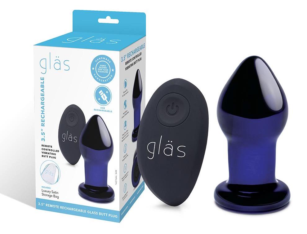 Begin your venture into backdoor play with a beginners-frien... Glas - 3.5'' Vibrating Butt Plug photo-8
