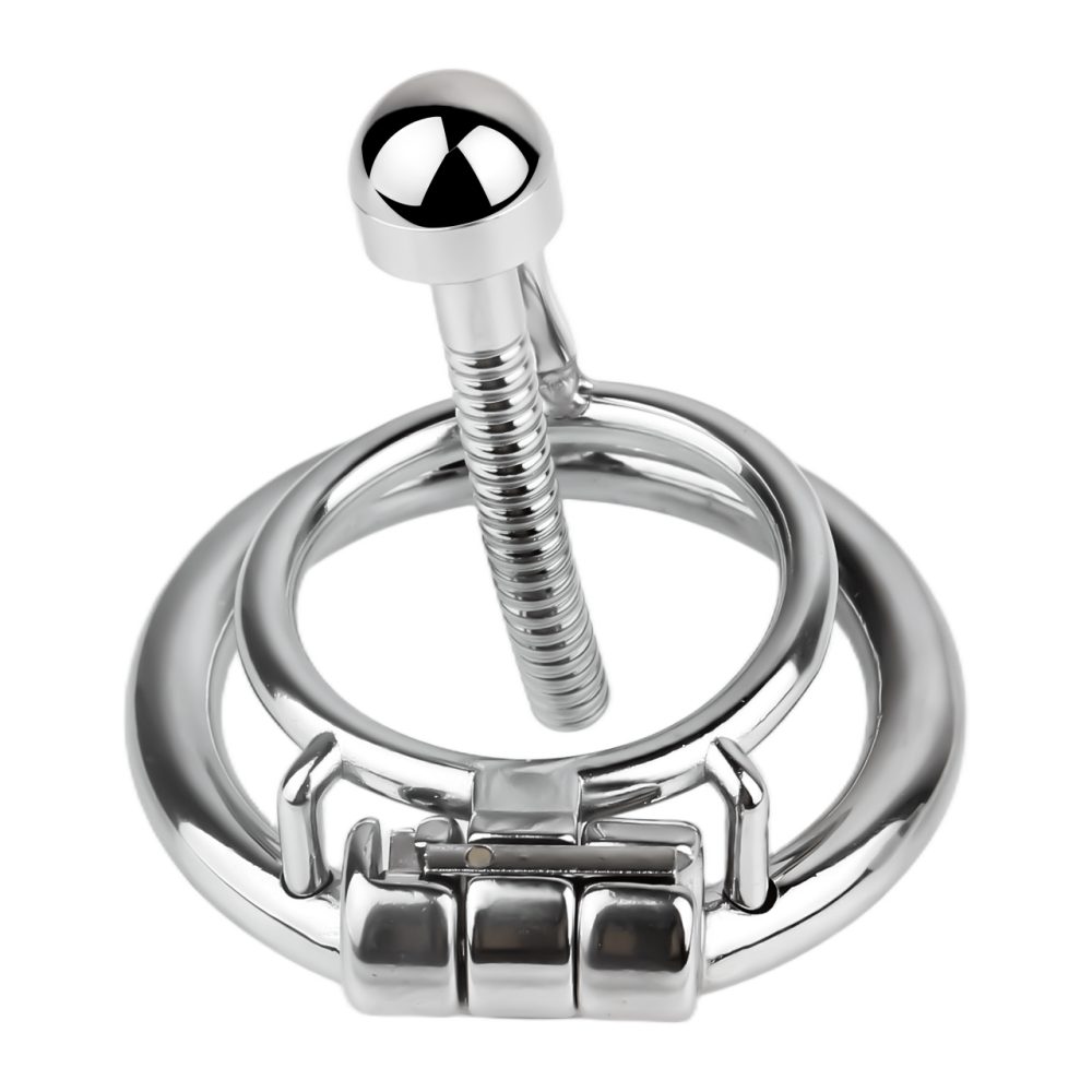 Material: 304 Stainless steel
... FAAK - Chastity Cage w Urethral Plug - Silver photo-12
