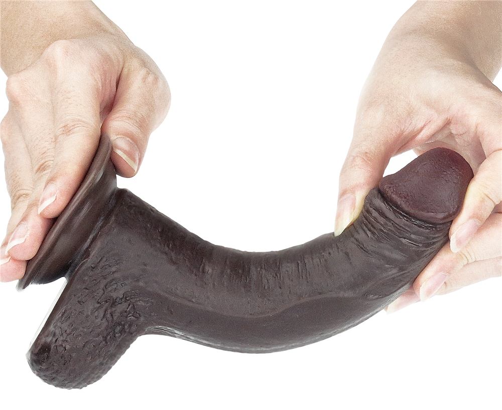 Made with realistic dual-layer sliding-skin material for Iif... Lovetoy - 7" Sliding Skin Dual Layer Dong - Black photo-6