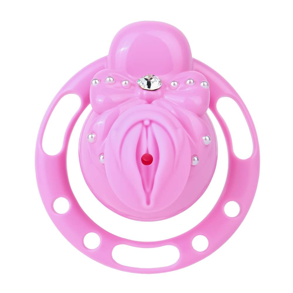 FAAK - Bow Chastity Cage w Cock Plug - Pink photo-3