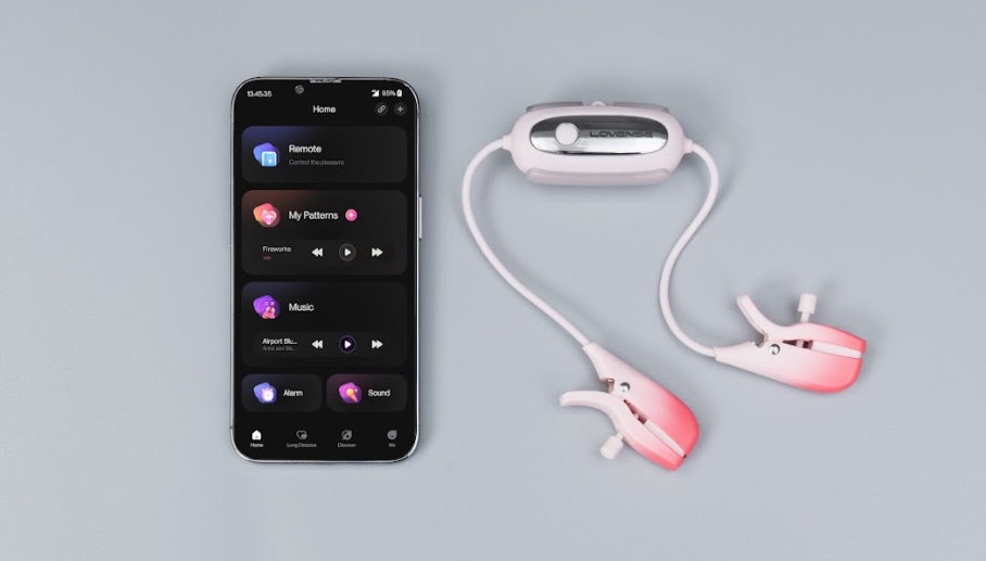 The world's first app-controlled adjustable vibrating ni... Lovense - Gemini Nipple Clamps photo-4