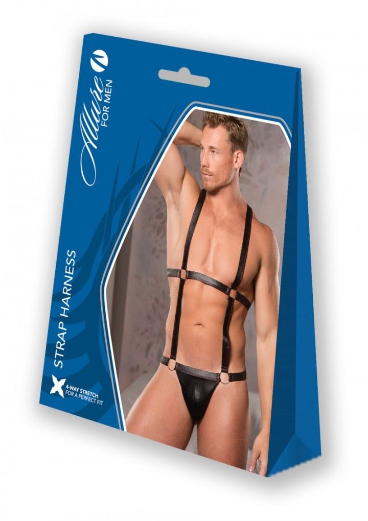 Allure Daring, Harness featuring metal ring joiners and a th... Allure - Strap Harness - Black - L/XL photo-6