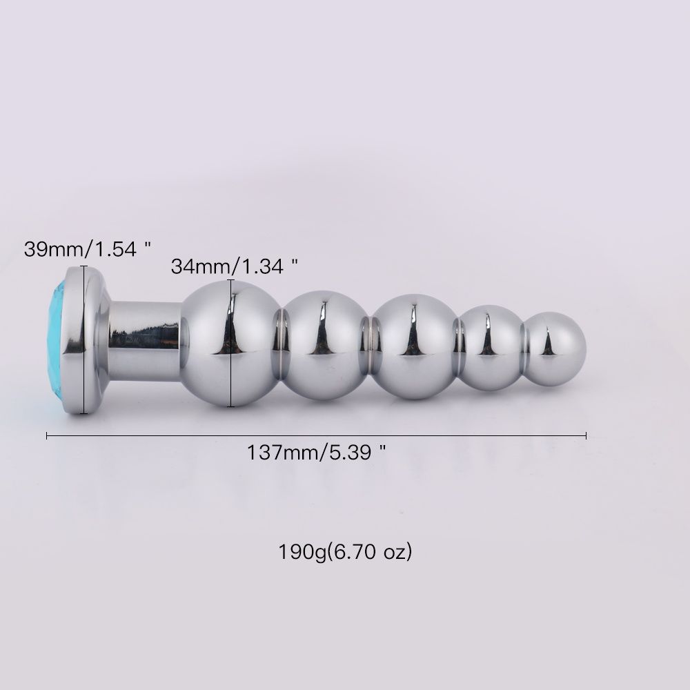 MT - Anal Plug 137x34mm - Silver/Blue photo-5