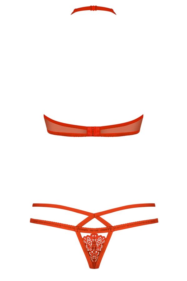 Obsessive - 838-SET-3 set 2-pcs - Red - S/M photo