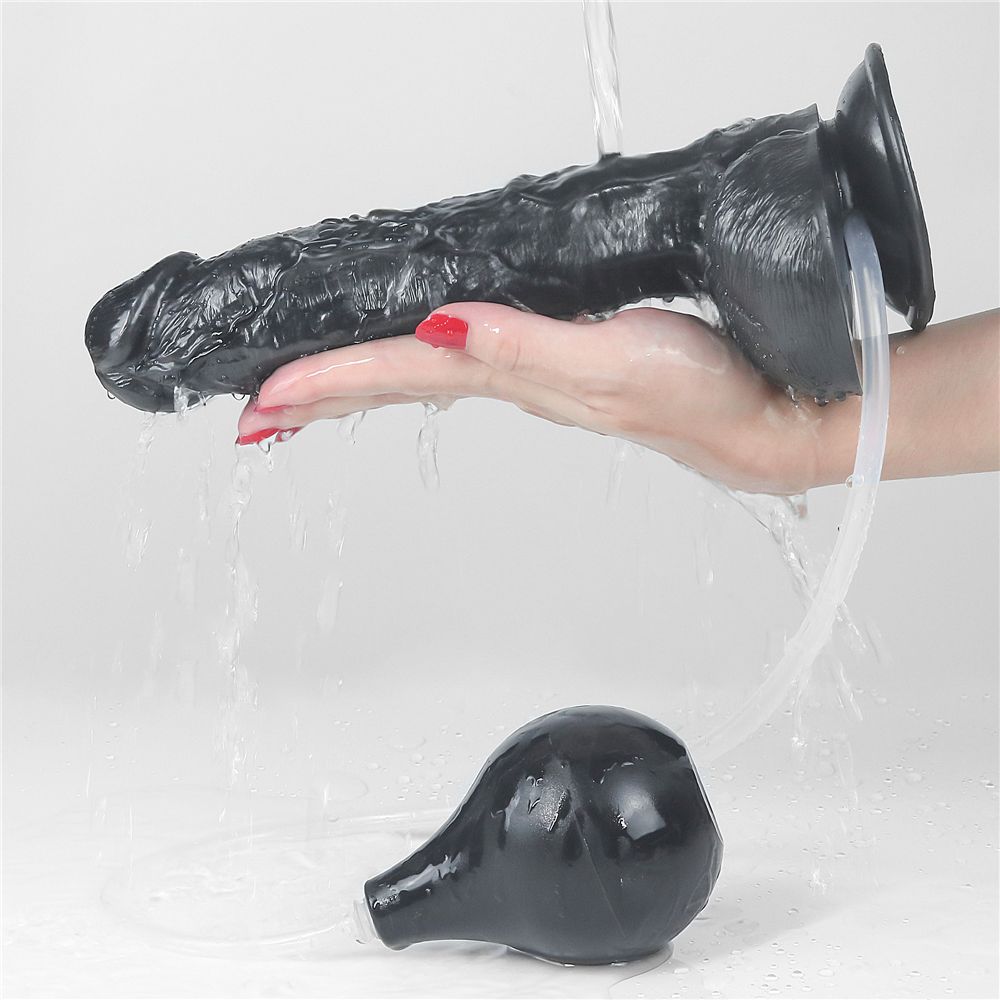 Enjoy lots of horny, squirting fun with this LoveToy squirt ... Lovetoy - 10" Squirt Extreme Dildo - Black photo-8