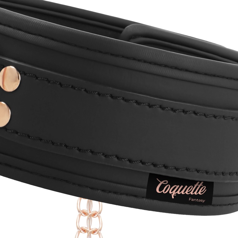 COQUETTE CHIC DESIRE FANTASY vegan leather necklace with nip... Coquette - Chic Desire Collar w Nipples Clamps - Black photo-6