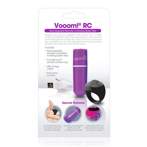 Charged Vooom RC is a deep rumbling rechargeable bullet powe... The Screaming O - Charged Remote Control Vooom Bullet - Purple photo-5