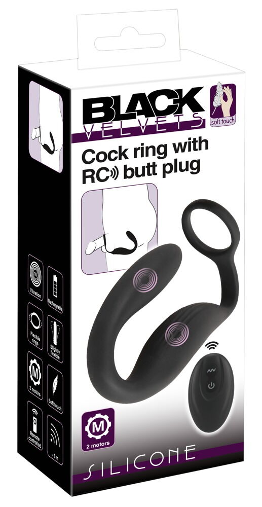 The Cock ring with RC butt plug from Black Velvets combines ... Black Velvets - Cock Ring w Vibro Plug photo-12