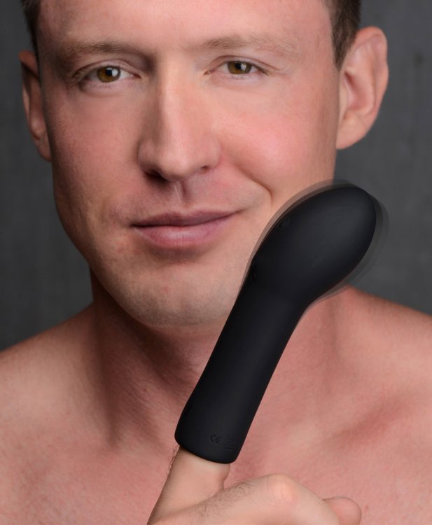 Slip on this Silicone Finger Sleeve and transform your finge... Trinity Vibes - 10X Curved Finger Vibe - Black photo-2