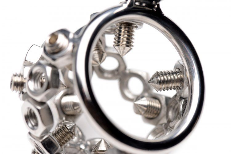 Teach your slave a lesson with a vicious cock cage that remi... Master Series - Bolted Chastity Cage w Spikes photo-3