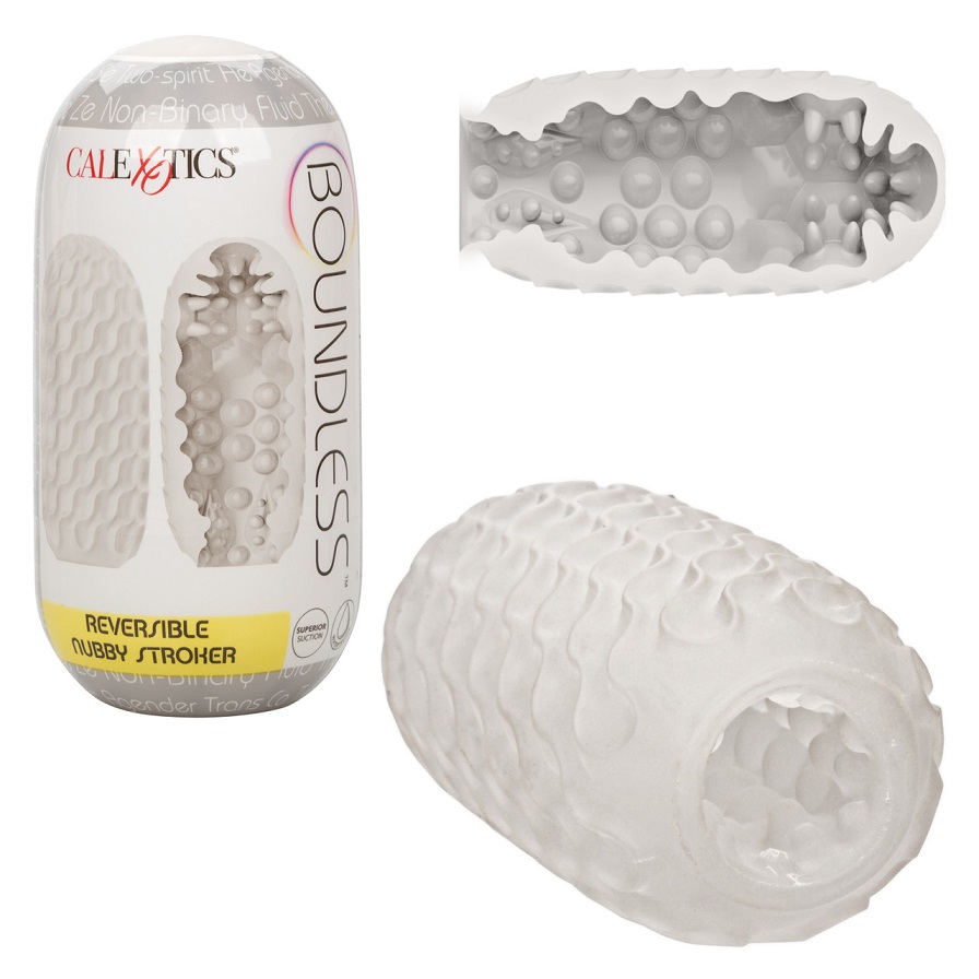 Endless pleasure is in your hands with the unbelievable Boun... CEN - Boundless Reversible Nubby Stroker - Clear photo-3