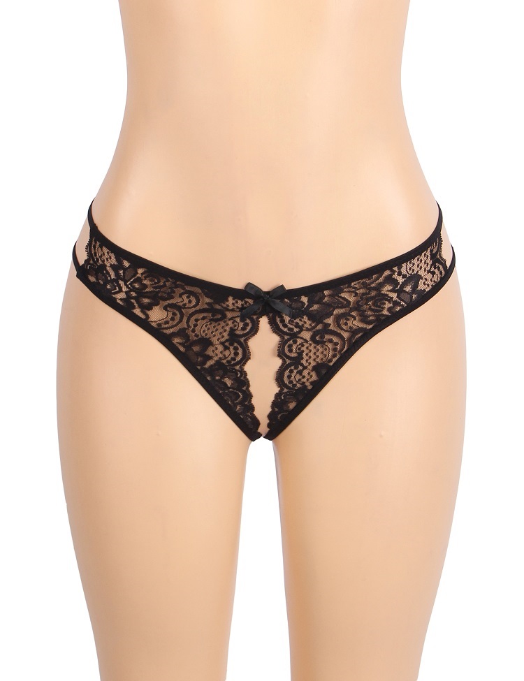 Sexy open crotch lace panty with cute bow
Material &nb... Ohyeah - Crotchless Lace Panty - Black - XL photo-5