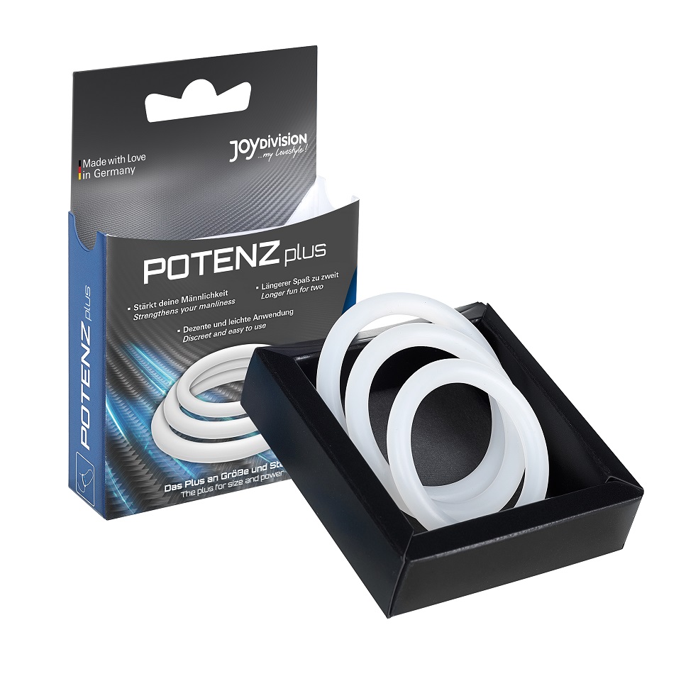 Get your manliness in shape! Simply slide over your penis an... Joy Division - POTENZplus Ring Set - Clear photo-2