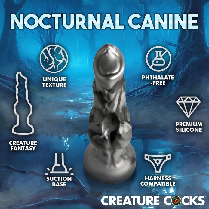 This silver and smoky black rod is iridescent and shines in ... Creature Cocks - Night Prowler Dildo L - Grey photo-7