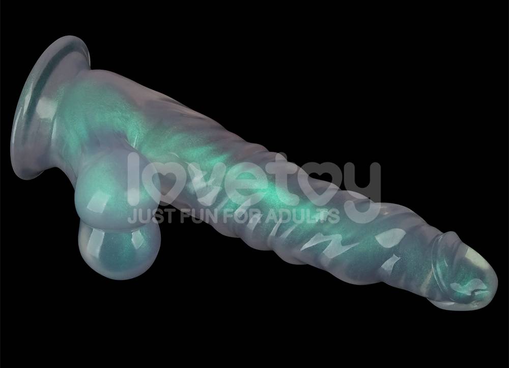 Lovetoy - 10'' Opal 珍珠色假阳具 - 绿色 照片-10