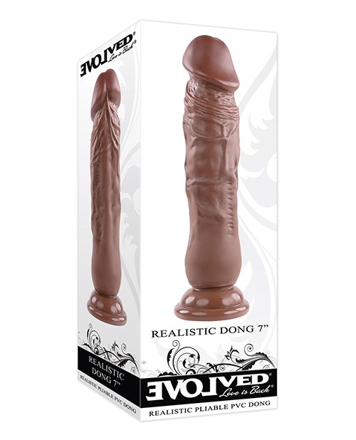 This beautifully crafted realistic dong has a soft and squis... Evolved - 7" Realistic Dong - Dark photo-9