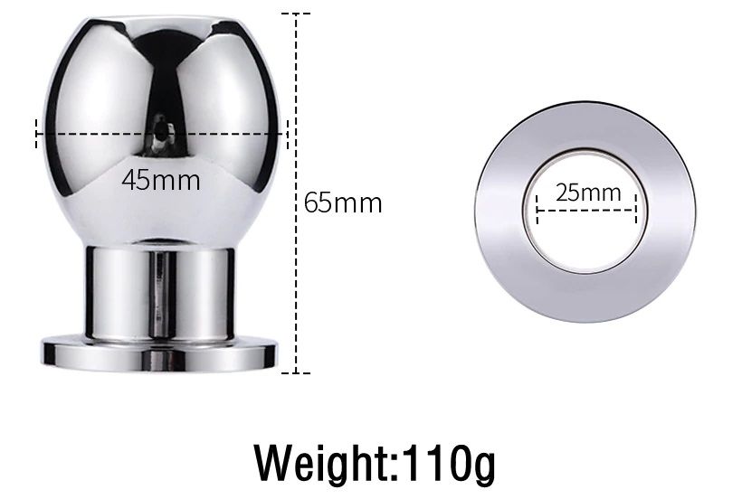 Material: aluminium alloy MT - Hollow Anal Plug 65x45mm - Silver photo-5