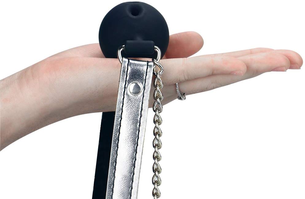 Take your BDSM pleasures to the next with this stylish metal... Lovetoy - Breathable Ball Gag With Nipple Clamp - Silver photo-4