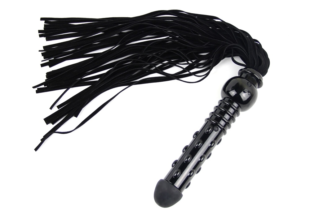 Roomfun Suede Vibrating Flogger Whip change the handle into ... Roomfun - Suede Vibro Flogger Whip - Black photo-2