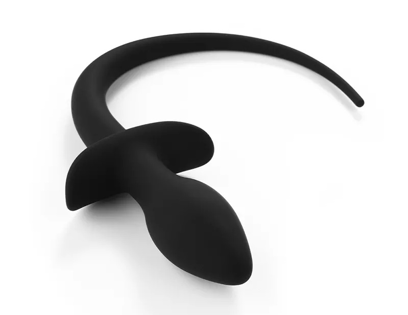 Silicone butt plug with long tail MT - Gecko Butt Plug - Black photo-2