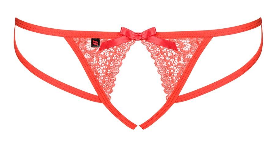 Wonderful underwear will turn an ordinary evening into... a ... Obsessive - Picantina Crotchless Thong - Cherry Tomato - L/XL photo-7
