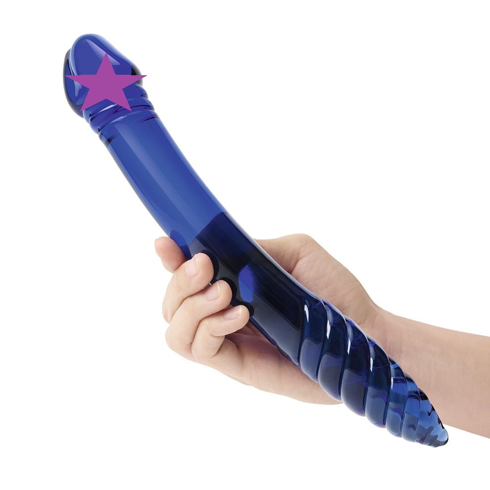 Discover unparalleled pleasure with Glas' 11" Doubl... Glass - 11" Double Dildo - Blue photo-2