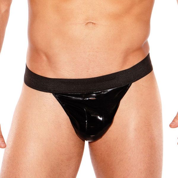Zeus Men's Wet Look Thong.
One Size. Allure - Wetlook Thong - Black photo-3
