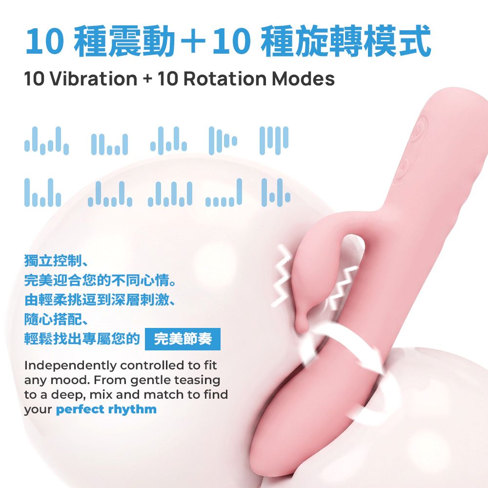 KIKO - SilkTouch Powerful Rotating Rabbit Vibrator - Pink photo-3