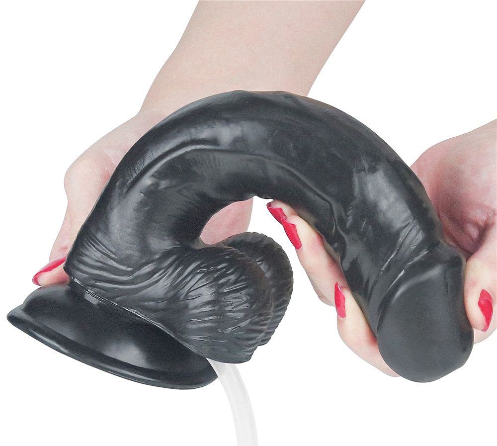 Enjoy lots of horny, squirting fun with this LoveToy squirt ... Lovetoy - 9" Squirt Extreme Dildo - Black photo-3
