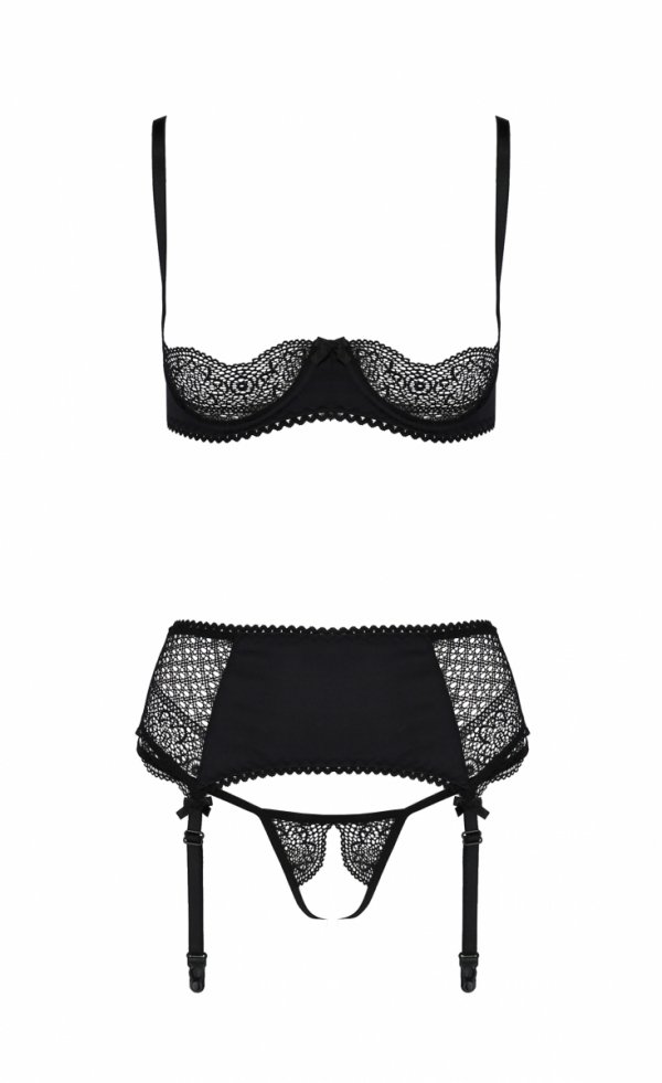 This set is composed by unique pieces made by women and for ... Casmir - Clarisse Set w Open Bra - Black - L/XL photo-6
