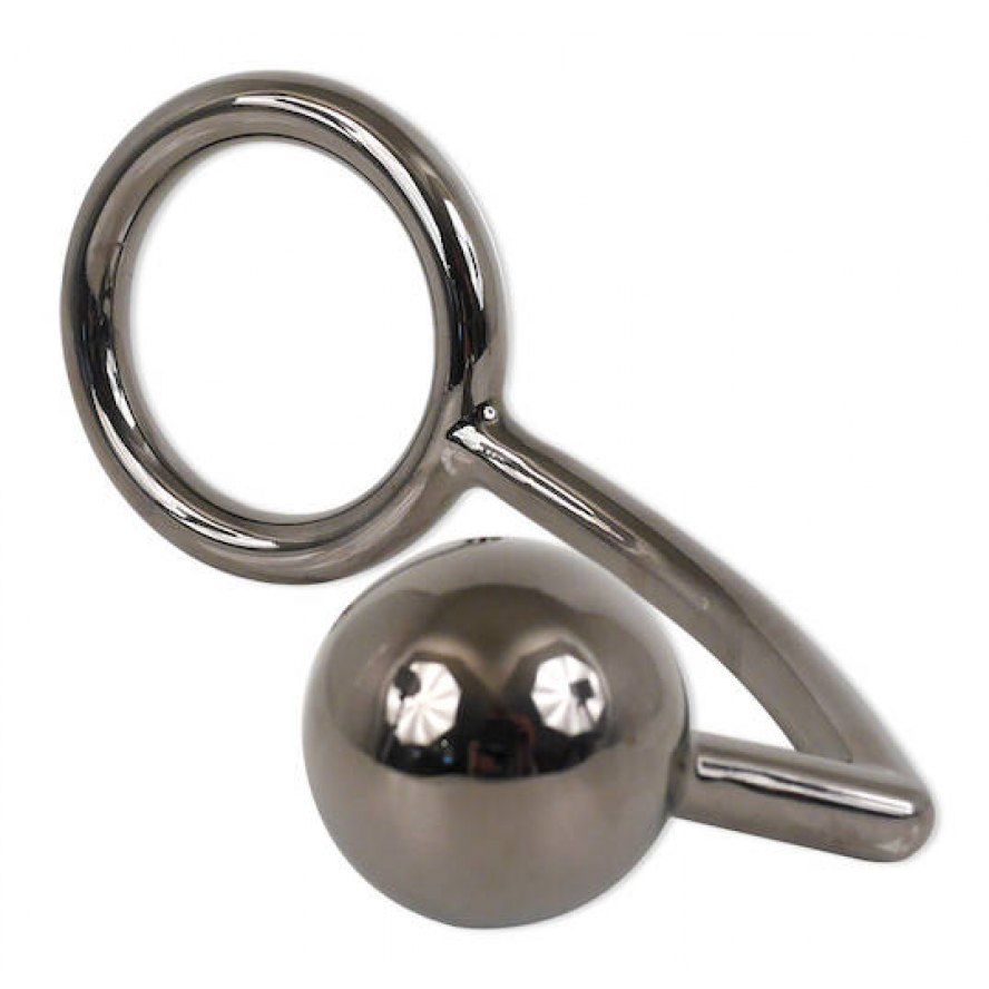 This cock and ass hitch features steel construction, for the... TOF - Steel Cock Ring with Anal Ball photo-6