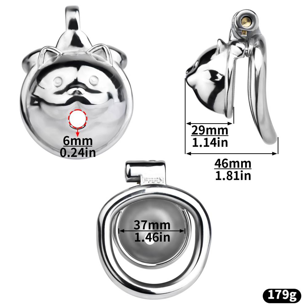 Metal chastity lucky cat male cock cage
Material: 304 Stain... FAAK - Cat Chastity Cage - Silver photo-13